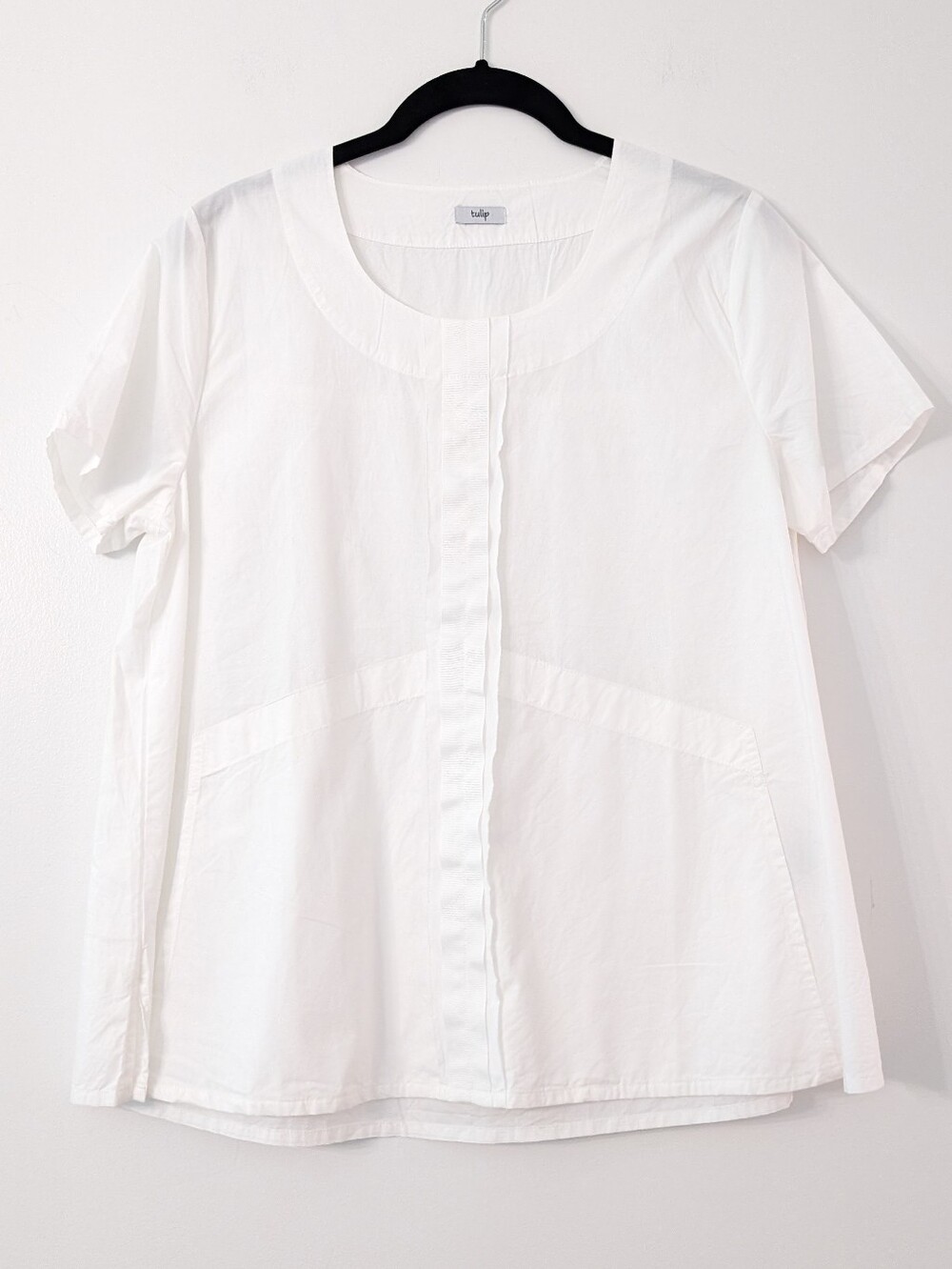 Tulip white cotton Linen lagenlook short sleeve blouse